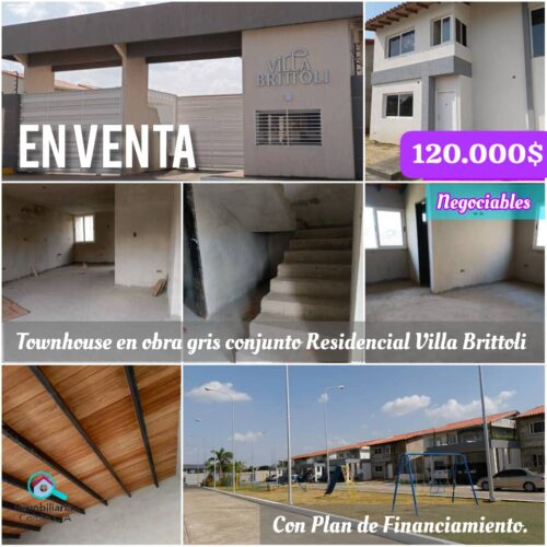 Townhouse en obra gris conjunto Residencial Villa Brittoli con plan de financiamiento en Barinas Inmobiliaria Coltan